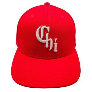 New Era 59FIFTY Chicago White Sox Chi Script Red Fitted Hat Size 7 1/4 MLB Cap